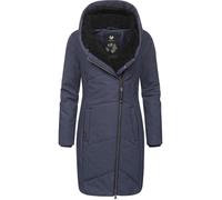 Wintermantel RAGWEAR "Gordon Long" Gr. L (40), blau (marine) Damen Mäntel Wintermäntel gesteppter Winterparka mit asymmetrischem Kragen (88363121-L)