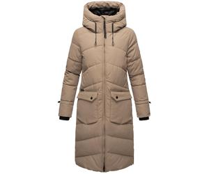 Langer Steppmantel mit Kapuze "Tomomii XVI" Taupe Grey S