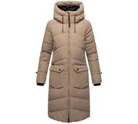 Langer Steppmantel mit Kapuze "Tomomii XVI" Taupe Grey XL