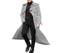 Langer Trenchcoat für Herren mit Gürtel Leichter Zweireihiger Duster Trenchcoat Slim Fit Trenchcoat Zweireihig Mäntel Gürtel Lose Jacke Herren Herbst und Winter Langer Trenchcoat
