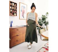 Langer Umstandsrock in Satin-Optik khaki Gr. 32 von vertbaudet