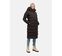 Steppmantel MARIKOO "Harukaa", Damen, Gr. XXL, braun (choco), Obermaterial: 100% Polyester, Mäntel Steppmantel, Langer Damen Wintermantel mit Kapuze für kalte Tage (77052062-XXL) choco