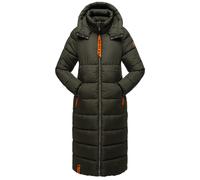 Langer Winter Steppmantel "Kristallblume" Dark Olive M