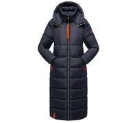 Langer Winter Steppmantel "Kristallblume" Navy S