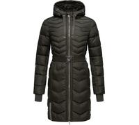 Langer Winter Steppmantel mit Gürtel "Alpenveilchen" Anthracite M