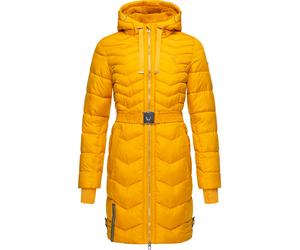 Langer Winter Steppmantel mit Gürtel "Alpenveilchen" Yellow XXL