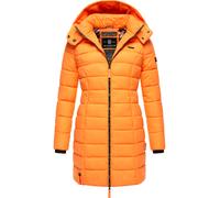 Langer Winter Steppmantel mit Kapuze "Abendsternchen" Apricot Sorbet M