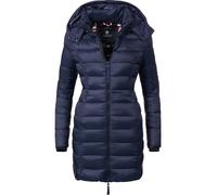 Langer Winter Steppmantel mit Kapuze "Abendsternchen" Blau M