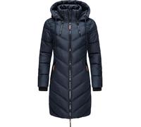 Wintermantel MARIKOO "Armasa", Damen, Gr. XL (42), blau, 100% Polyester, tailliert ca. Mitte Oberschenkel, hoch geschlossener Ausschnitt, Ärmel ohne Ärmelschlitz Rippstrickbündchen, Mäntel Wintermante