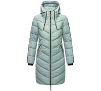 MARIKOO Damen Wintermantel Warmer Steppmantel lang mit Verstellbarer Kapuze Armasa Smokey Mint Gr. L