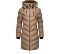 Wintermantel MARIKOO "Armasa" Gr. L (40), grau (taupe) Damen Mäntel Wintermäntel modischer Winter Steppmantel mit Kapuze (95916209-L)