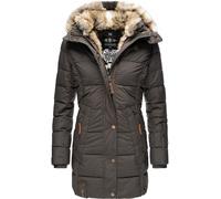 Langer Winter Steppmantel mit Kunstfellkapuze "Lieblings Jacke" Anthracite L