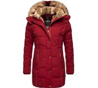 Langer Winter Steppmantel mit Kunstfellkapuze "Lieblings Jacke" Blood Red M
