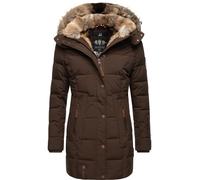 Langer Winter Steppmantel mit Kunstfellkapuze "Lieblings Jacke" Dark Brown XS