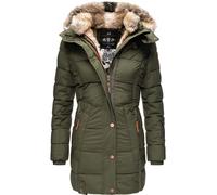 Langer Winter Steppmantel mit Kunstfellkapuze "Lieblings Jacke" Olive XXL