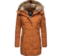 Langer Winter Steppmantel mit Kunstfellkapuze "Lieblings Jacke" Rusty Cinnamon M