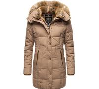 Langer Winter Steppmantel mit Kunstfellkapuze "Lieblings Jacke" Taupe XS