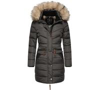 Langer Winter Steppmantel mit Kunstfellkapuze "Paula" Anthracite XXL