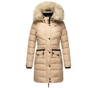 Langer Winter Steppmantel mit Kunstfellkapuze "Paula" Beige 4XL