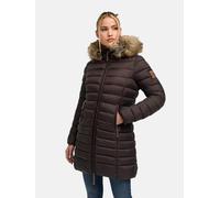 Langer Winter Steppmantel mit Kunstfellkapuze "Rose-Stepp" Choco L