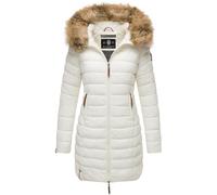MARIKOO Damen Winter Übergangs Jacke Winterjacke Stepp Mantel gesteppt B647 [B647-Rosen-Offwhite-Gr.S]