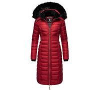 Langer Winter Steppmantel mit Kunstfellkapuze "Umay" Dark Red XXL