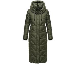 Langer Wintersteppmantel mit Kapuze "Waffelchen" Dark Olive L