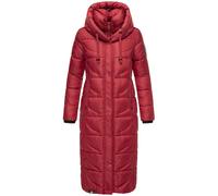 Navahoo Damen Wintermantel Warmer Steppmantel extralang mit Kapuze Waffelchen Dark Red Gr. XXL