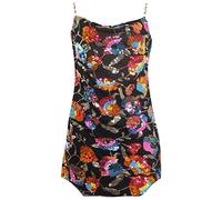 Langes Frühlings- und Sommerkleid für Damen, Blumenkleid mit Spaghettiträgern und quadratischem Ausschnitt und Rüschen, lässiger Stil, Strandkleid für Damen, Le Noir-a, X-Large