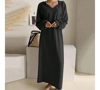 Langes Kapuzen-Zugband-Strickkleid mit Taschen, anliegende Taille gestrickter Pullover Cardigan, 180g Strickstoff Schwarz Frühling