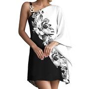 Langes Kleid Damen - Damenkleider Bedrucktes Sexy TräGerloses Kleid Mit Ausschnitt FüR Damen Kleid Knielang Elegant
