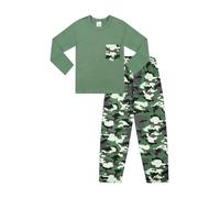 Langes Pyjama-Set für Jungen, Camouflage, 100 % Baumwolle, grün, 11-12 Years