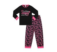Langes Pyjama-Set für Mädchen mit Aufschrift "I'm Not Always Sassy Sometimes I Sleep", Schwarz , 14-15 Years