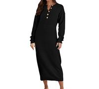 Langes Strickkleid Damen - Pulloverkleid Damen Herbst - Winterkleider A Linie Strickkleider Langarm Warm Kleider Sexy Pullikleid Winter Pullover Kleid Elegant Wollkleider Einfarbige Jerseykleid
