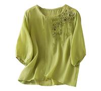 Langes Tshirt Damen, Boho Bluse Damen, Leinen Shirt 3/4 Arm Blusen Tuniken Elegant Sommerbluse Blusenshirt Leicht Festliche Oberteile Tunika Tops, Meine Monatsabrechnung