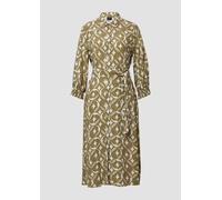 Langes Viskosekleid mit All-over-Print und Bindegürtel 44 Grün 2164543.77A0.44
