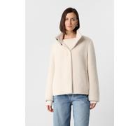 Langflorige weiche Jacke im Cape-Stil mit verdeckter Knopfleiste grau 44