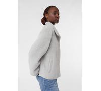 Langflorige weiche Jacke im Cape-Stil mit verdeckter Knopfleiste grau 46