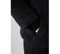 Langflorige weiche Jacke im Cape-Stil mit verdeckter Knopfleiste schwarz 44