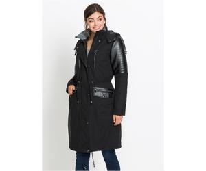 Langjacke BONPRIX, Damen, Gr. 40, schwarz, Obermaterial: 58% Polyester, 42% Baumwolle. Einsatz: 100% Viskose. Futter: 100% Polyester, unifarben, loose fit, Jacken Langjacke, lockerer loose fit, mit gr