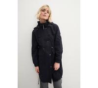 Langjacke BONPRIX, Damen, Gr. 44, schwarz, Web, Obermaterial: 97% Baumwolle, 3% Elasthan. Futter: 100% Polyester, regular fit, mit Gummizug, Jacken Langjacke, in Trench-Optik, mit Kapuze und vielen to