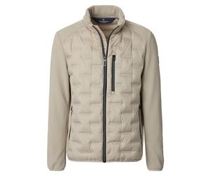 Langjacke CASAMODA "CASAMODA Materialmixjacke uni", Herren, Gr. XL, beige, 100% Polyester, Jacken Langjacke (35125508-XL) beige