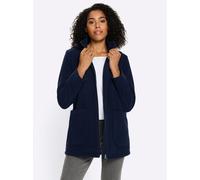 Langjacke CLASSIC BASICS, Damen, Gr. 48, blau (marine), 87% Polyester, 12% Viskose, 1% Elasthan, unifarben, Jacken Langjacke (35525326-48) marine