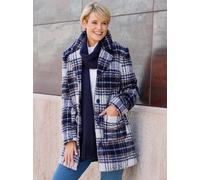 Langjacke CLASSIC BASICS, Damen, Gr. 50, blau (marine, champagner, kariert), 70% Polyester, 20% Polyacryl, 4% Baumwolle, 3% Viskose, 3% Polyamid, gemustert, kariert, mehrfarbig, Jacken Langjacke (4626