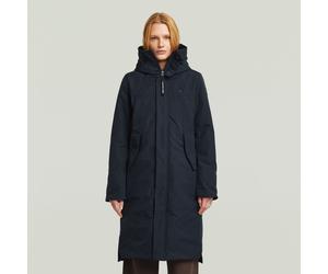 Langjacke G-STAR "Vodan 2.0 Long Jacket", Damen, Gr. S (36), salute, Web, Obermaterial: 54% Elastomultiester, 46% Polyester, unifarben, knielang, Jacken Langjacke, in der Taille verstellbar (29097458-