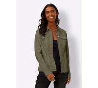 Langjacke HEINE, Damen, Gr. 42, grün (khaki), 98% Baumwolle, 2% Elasthan, unifarben, Jacken Langjacke (60090739-42) khaki