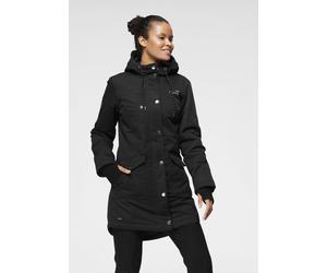 Langjacke KANGAROOS, Damen, Gr. 32, schwarz, Web, Obermaterial: 100% Polyester. Futter: 100% Polyester. Wattierung: 100% Polyester, gepunktet, kontrastfarbene Details, unifarben mit Farbeinsatz, figur
