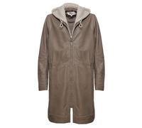 Langjacke MAZE "42021316", Damen, Gr. 44, braun (mud), Obermaterial: 100% Lammleder; Futter: 100% Baumwolle; Ärmelfutter: 100% Polyester; Kapuze: 55% Baumwolle; 45% Polyester, Jacken Langjacke (126354