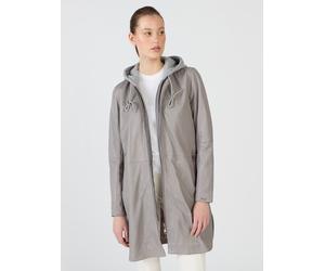 Langjacke MAZE "4202199", Damen, Gr. XS, grau, Obermaterial: 100% Lammleder; Innenfutter: 100% Baumwolle; Ärmelfutter: 100% Polyester; Kapuze: 55% Baumwolle, 45% Polyester, Jacken Langjacke (66820256-