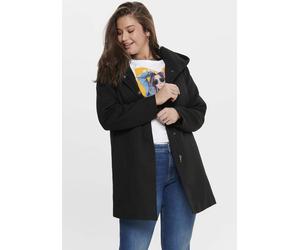 Langjacke ONLY CARMAKOMA "CARSEDONA LIGHT COAT OTW", Damen, Gr. M, schwarz, Web, Obermaterial: 85% Polyester, 15% Baumwolle. Futter: 100% Polyester, unifarben, Basic, figurbetont Po-bedeckend, hoch ge
